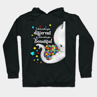 What Makes You Different Elephant Mom Autism Child Awareness Hoodie